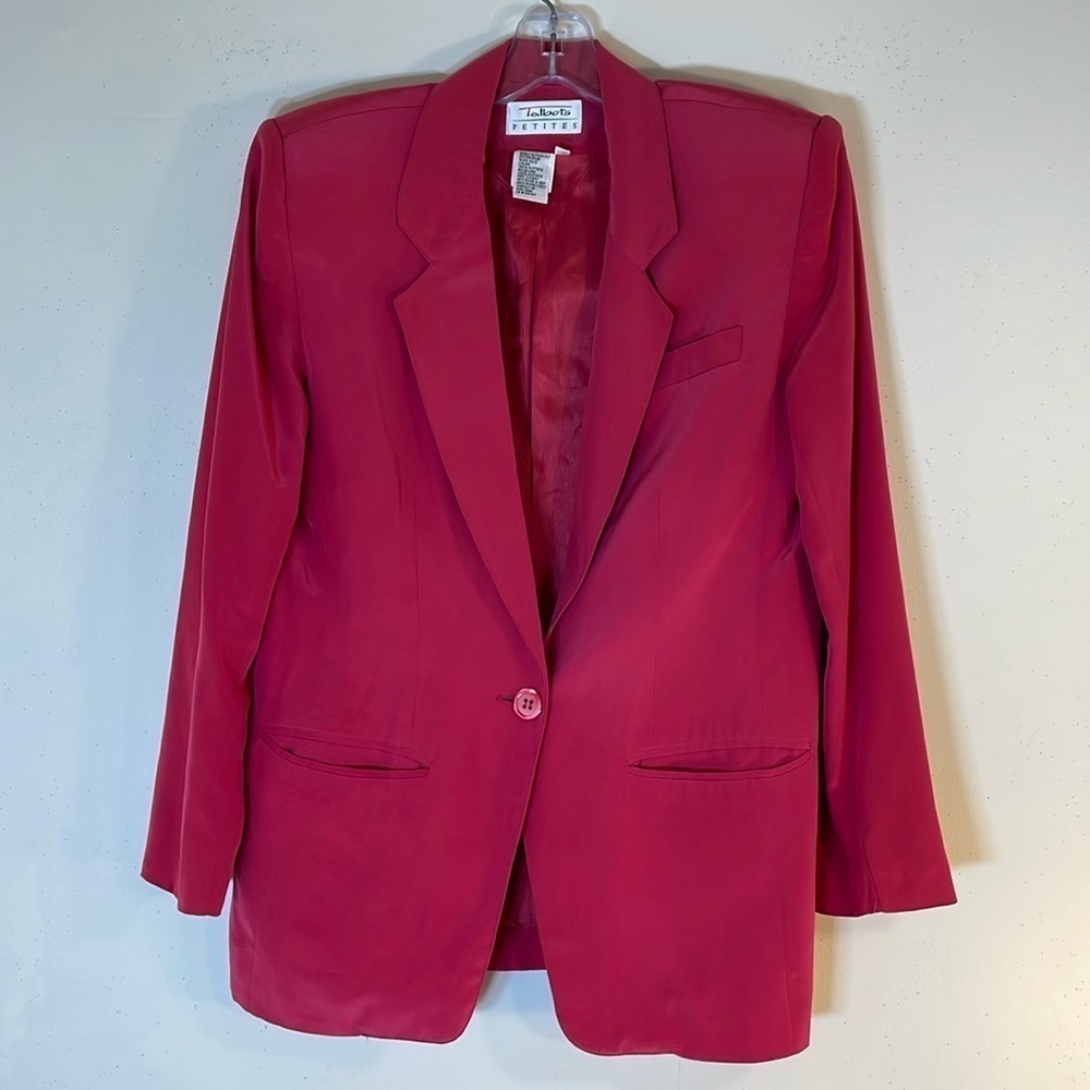 Vintage Talbots 4 Petite Pure Silk One Button Blazer.